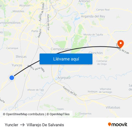 Yuncler to Villarejo De Salvanés map