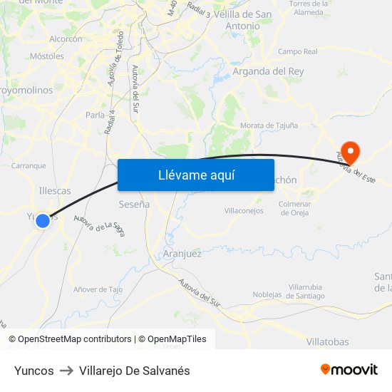 Yuncos to Villarejo De Salvanés map