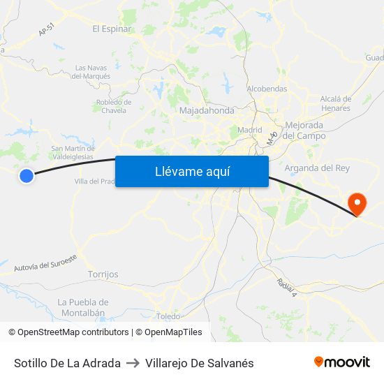 Sotillo De La Adrada to Villarejo De Salvanés map