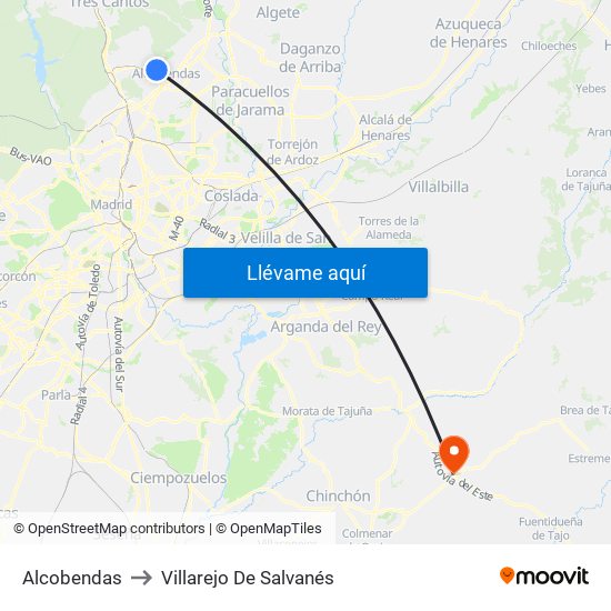 Alcobendas to Villarejo De Salvanés map