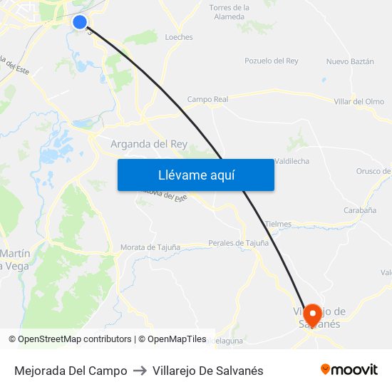 Mejorada Del Campo to Villarejo De Salvanés map