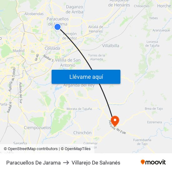 Paracuellos De Jarama to Villarejo De Salvanés map