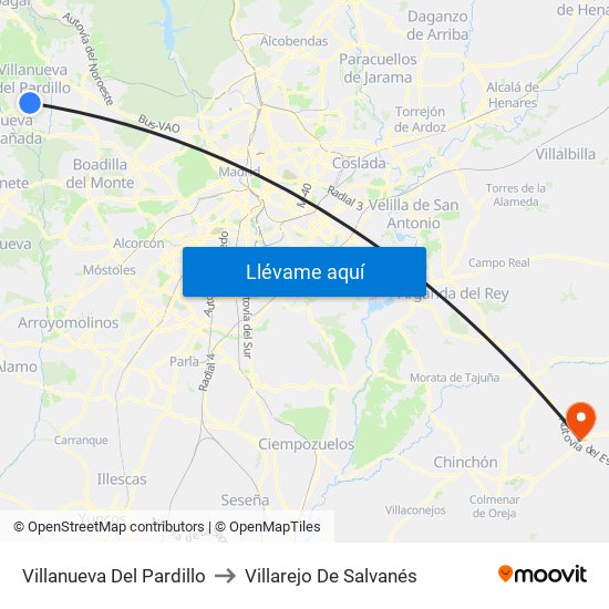 Villanueva Del Pardillo to Villarejo De Salvanés map
