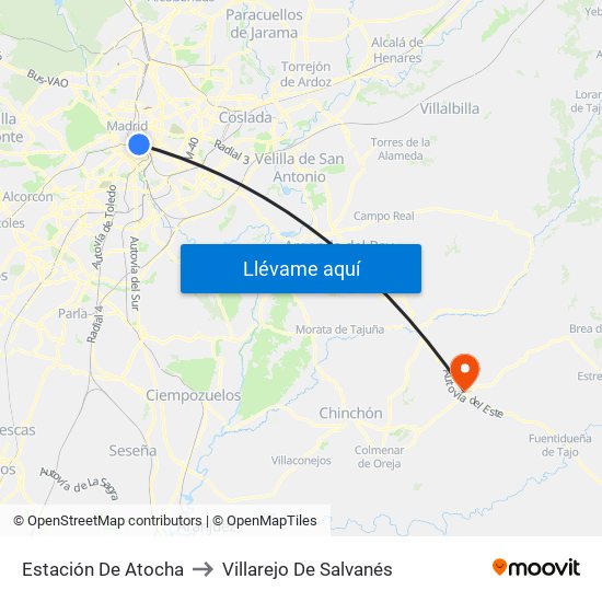 Estación De Atocha to Villarejo De Salvanés map