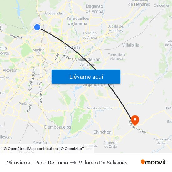 Mirasierra - Paco De Lucía to Villarejo De Salvanés map