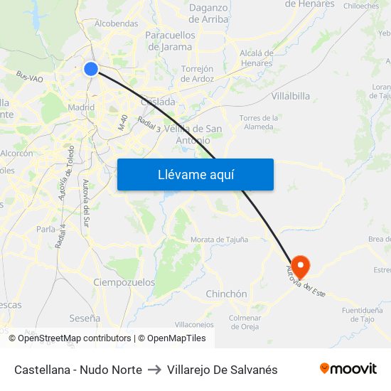 Castellana - Nudo Norte to Villarejo De Salvanés map