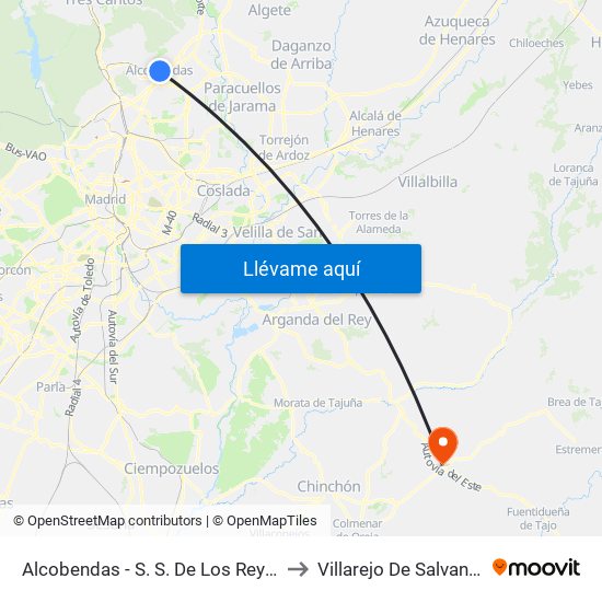 Alcobendas - S. S. De Los Reyes to Villarejo De Salvanés map