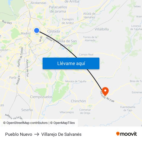Pueblo Nuevo to Villarejo De Salvanés map