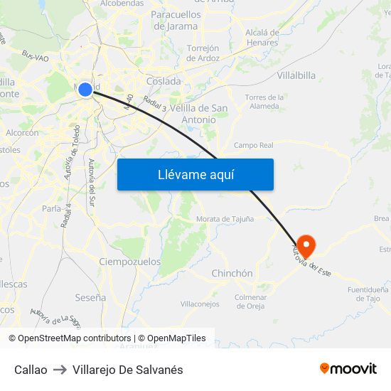 Callao to Villarejo De Salvanés map