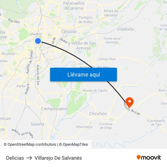 Delicias to Villarejo De Salvanés map