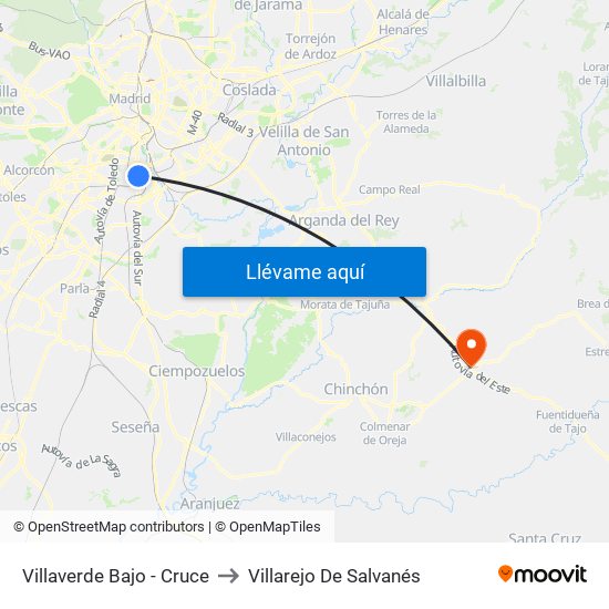 Villaverde Bajo - Cruce to Villarejo De Salvanés map