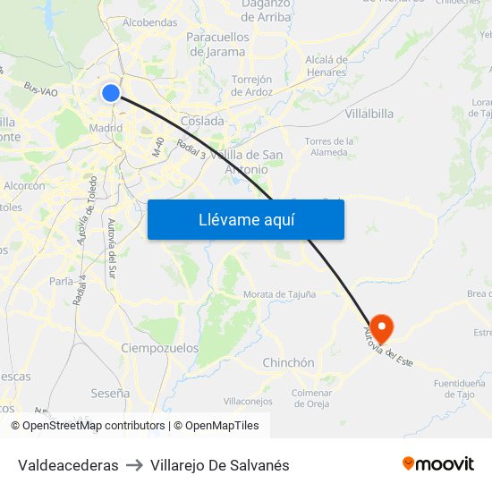 Valdeacederas to Villarejo De Salvanés map