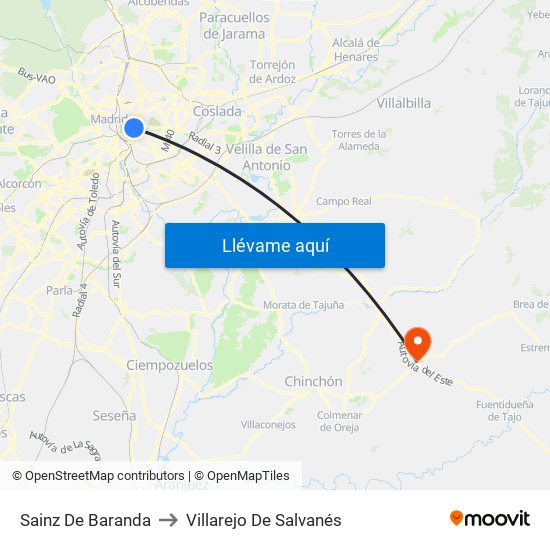 Sainz De Baranda to Villarejo De Salvanés map