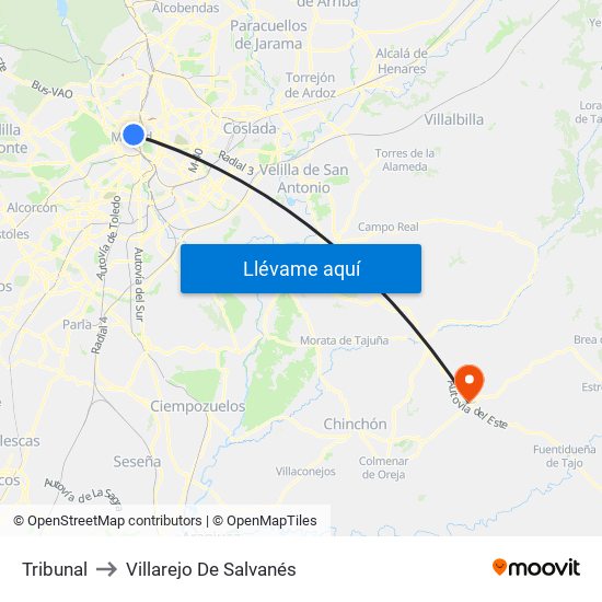 Tribunal to Villarejo De Salvanés map