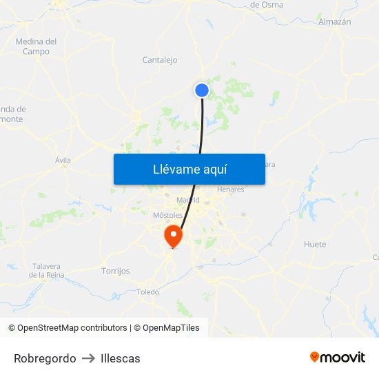 Robregordo to Illescas map