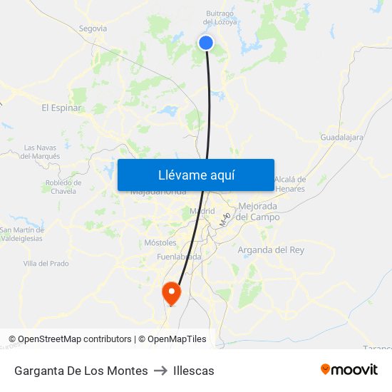 Garganta De Los Montes to Illescas map
