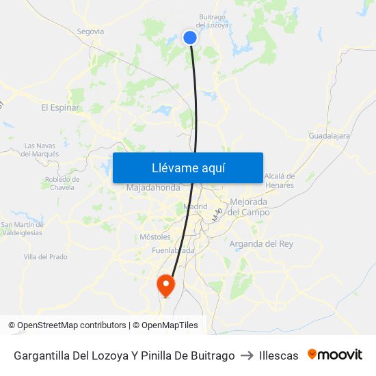 Gargantilla Del Lozoya Y Pinilla De Buitrago to Illescas map