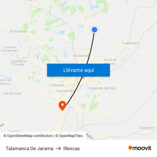 Talamanca De Jarama to Illescas map