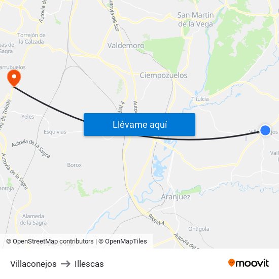 Villaconejos to Illescas map