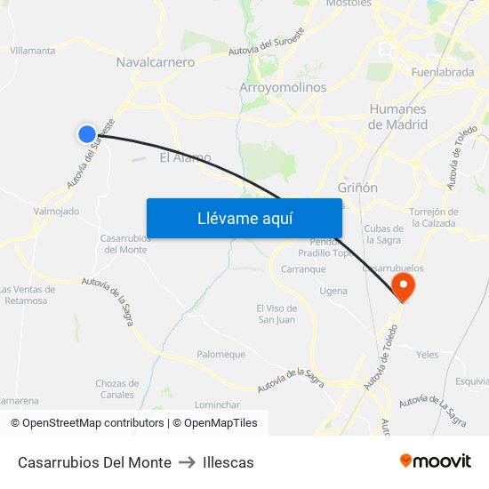 Casarrubios Del Monte to Illescas map