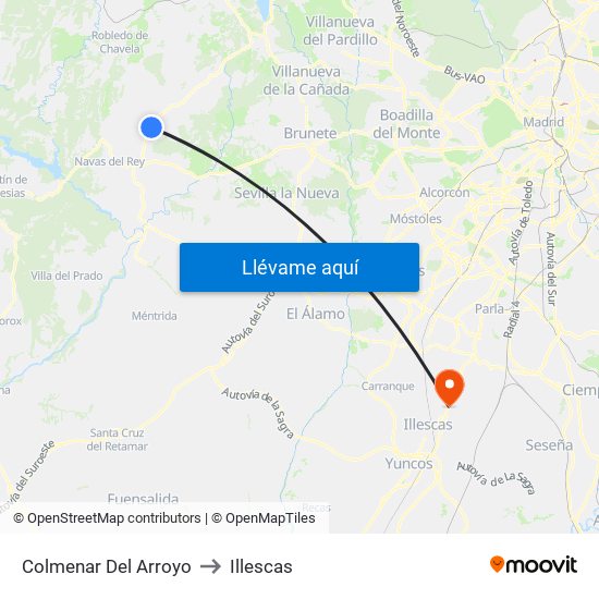 Colmenar Del Arroyo to Illescas map