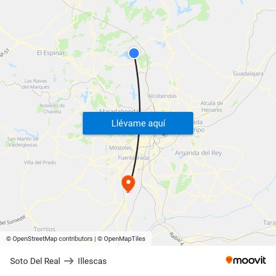 Soto Del Real to Illescas map