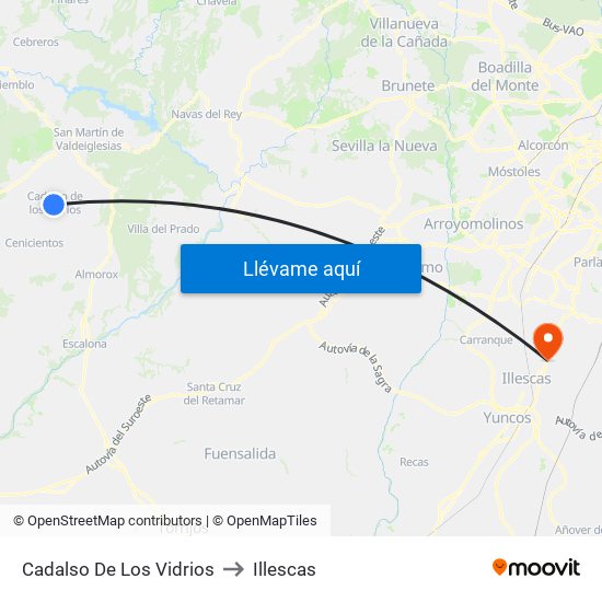 Cadalso De Los Vidrios to Illescas map