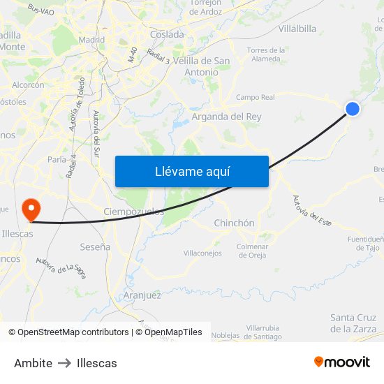Ambite to Illescas map