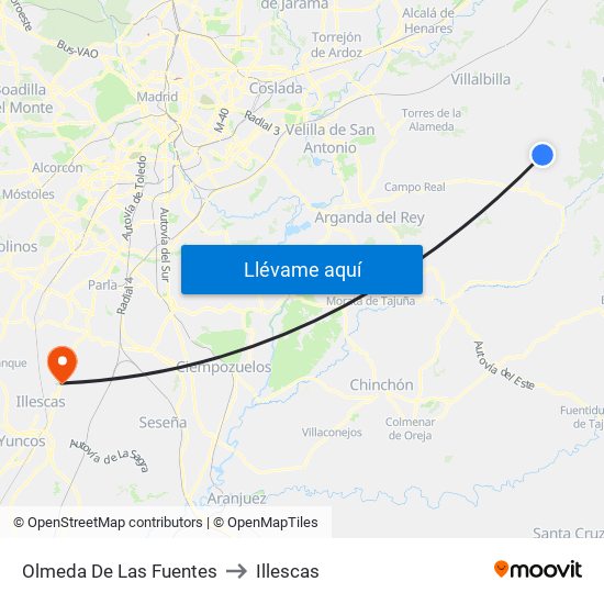 Olmeda De Las Fuentes to Illescas map