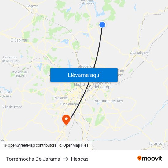 Torremocha De Jarama to Illescas map