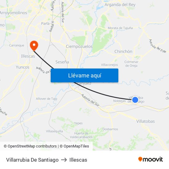 Villarrubia De Santiago to Illescas map