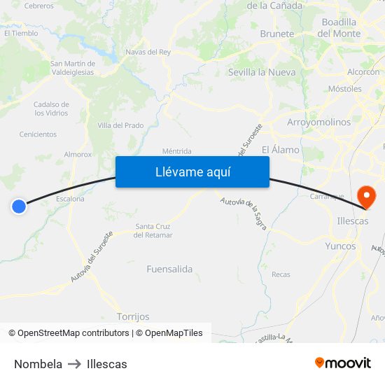 Nombela to Illescas map