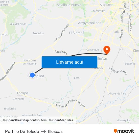 Portillo De Toledo to Illescas map
