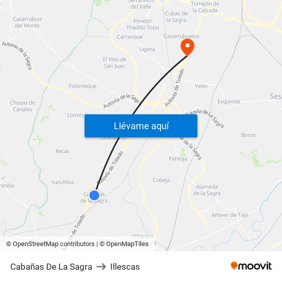 Cabañas De La Sagra to Illescas map