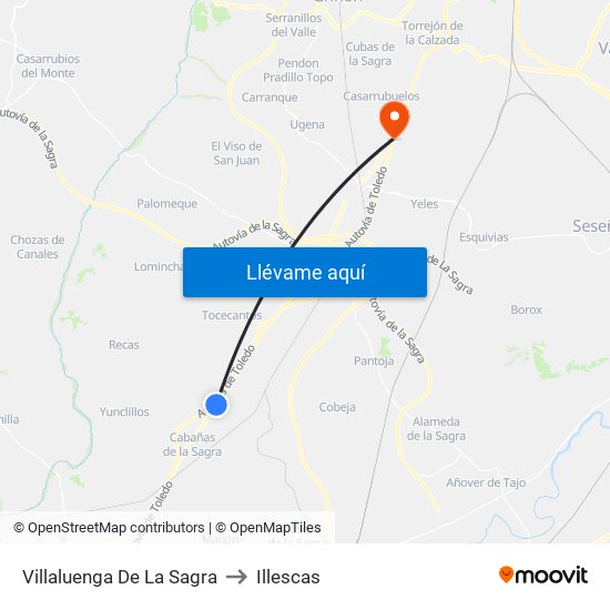 Villaluenga De La Sagra to Illescas map