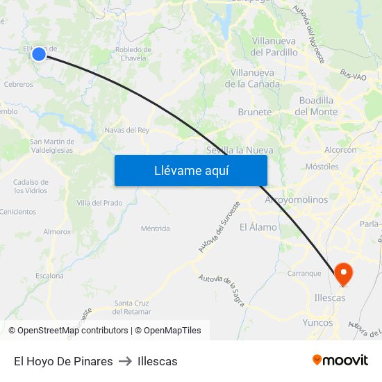 El Hoyo De Pinares to Illescas map