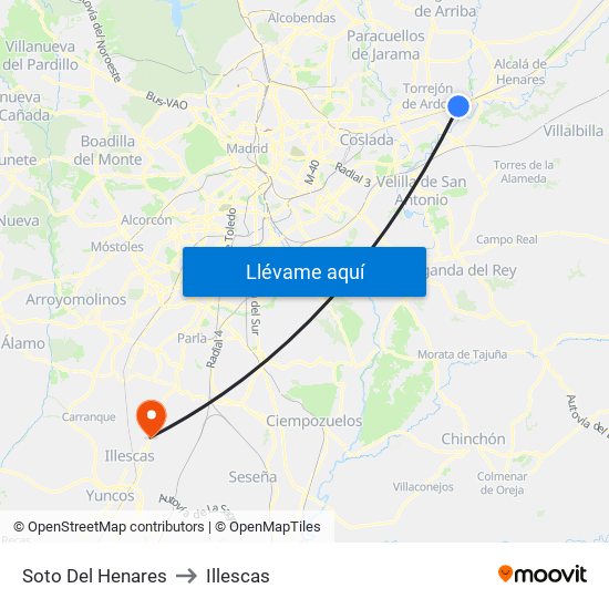 Soto Del Henares to Illescas map