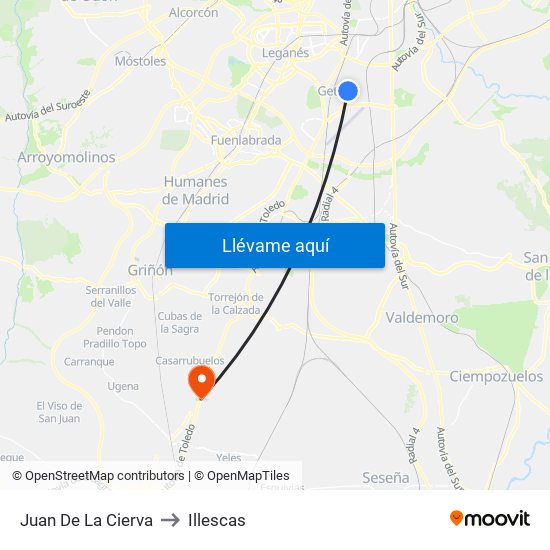 Juan De La Cierva to Illescas map