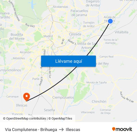 Vía Complutense - Brihuega to Illescas map