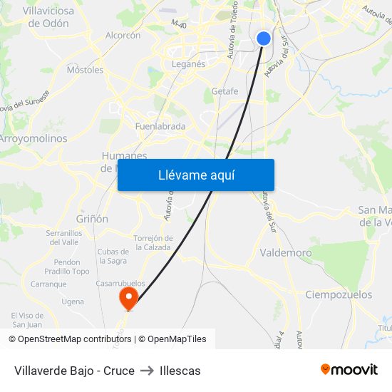 Villaverde Bajo - Cruce to Illescas map