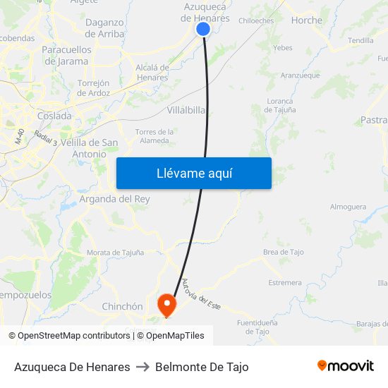 Azuqueca De Henares to Belmonte De Tajo map