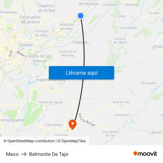 Meco to Belmonte De Tajo map