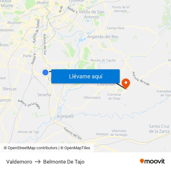 Valdemoro to Belmonte De Tajo map