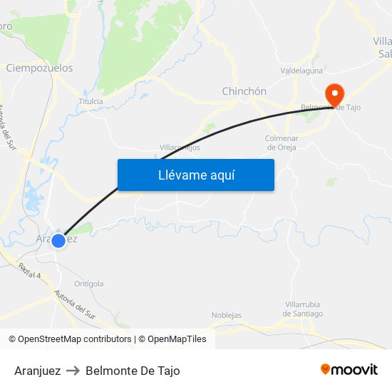 Aranjuez to Belmonte De Tajo map