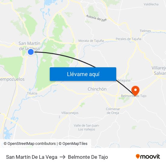 San Martín De La Vega to Belmonte De Tajo map
