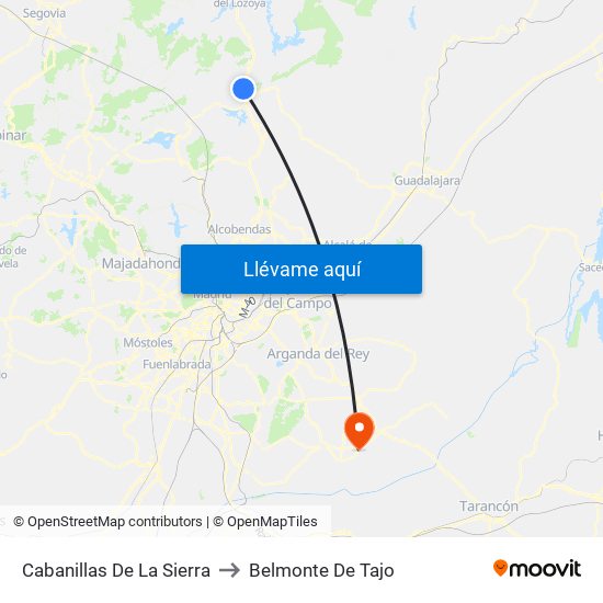 Cabanillas De La Sierra to Belmonte De Tajo map