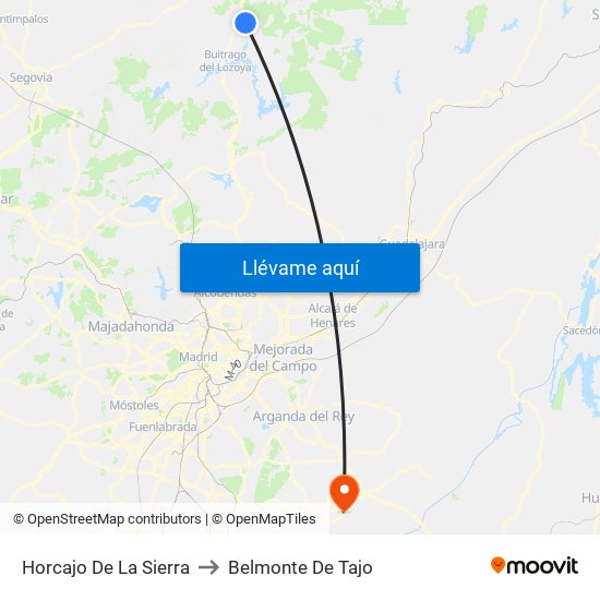 Horcajo De La Sierra to Belmonte De Tajo map