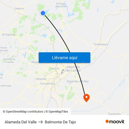 Alameda Del Valle to Belmonte De Tajo map