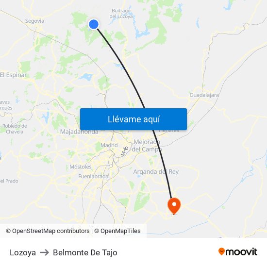 Lozoya to Belmonte De Tajo map
