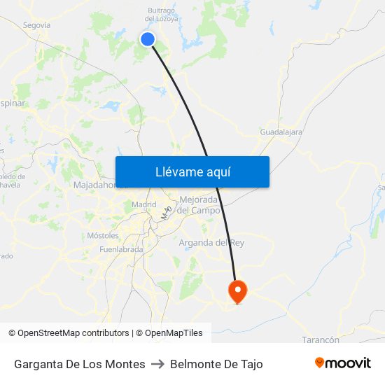 Garganta De Los Montes to Belmonte De Tajo map